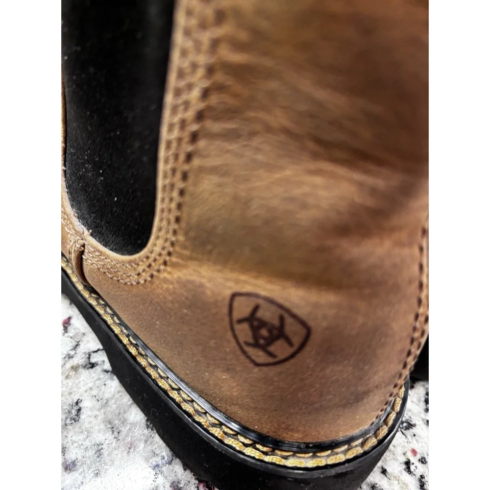 Ariat Men's Spot Hog Chelsea Boots Composite Toe 14D Distressed‎ Brown Leather